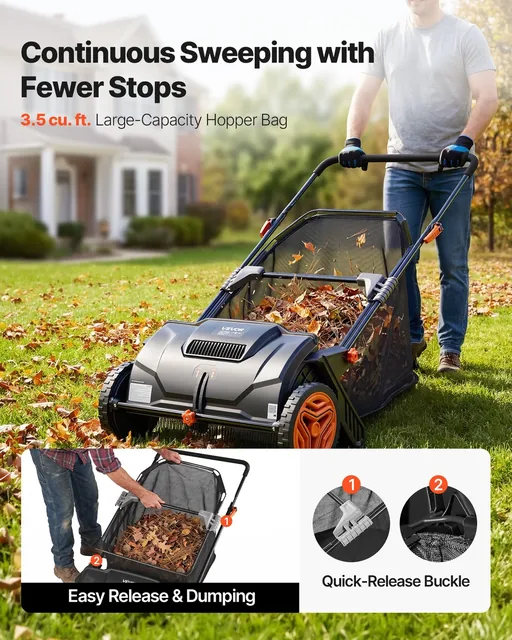 VEVOR 21-inch push lawn sweeper, product photograph 5