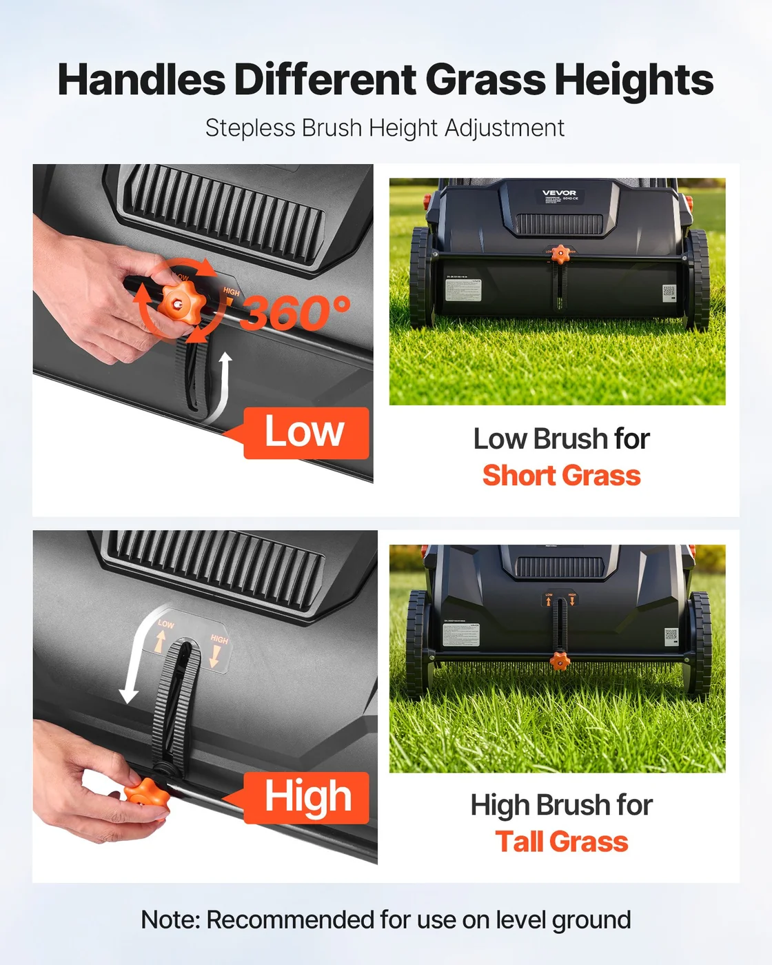VEVOR 21-inch push lawn sweeper, product photograph 4