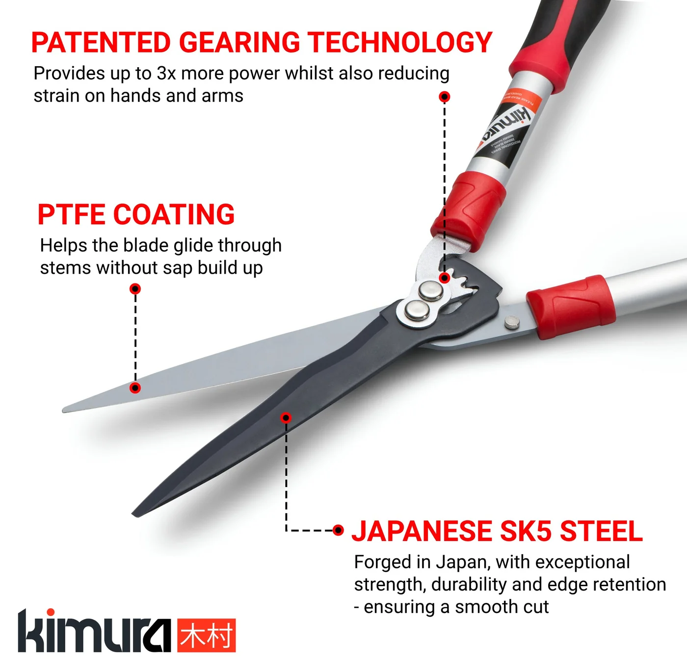 Kimura Pro telescopic hedge shears, product gallery view 3