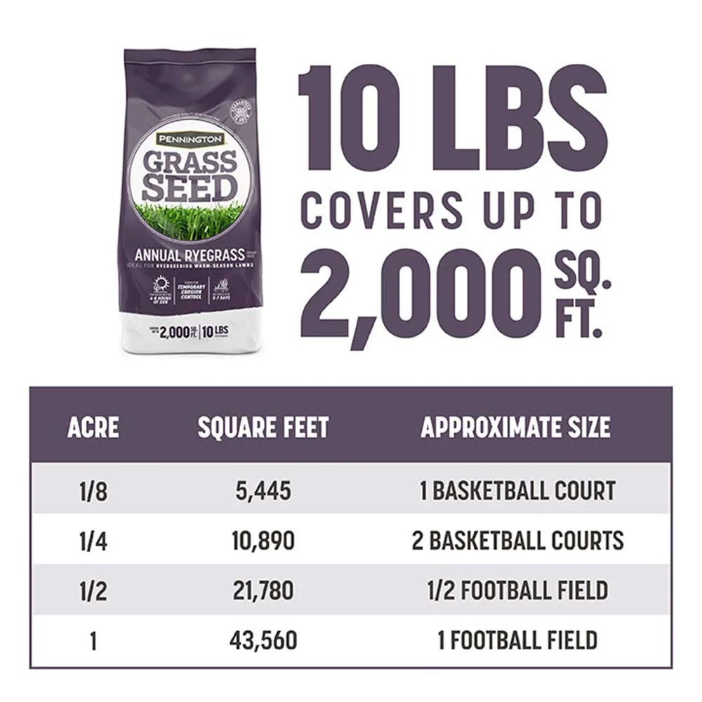 Pennington Annual Ryegrass grass seed, 10 lb., product view 5