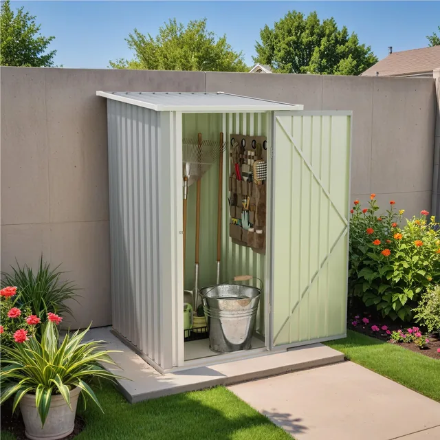 Patiowell 3 × 3-foot metal shed, grey, product view 2