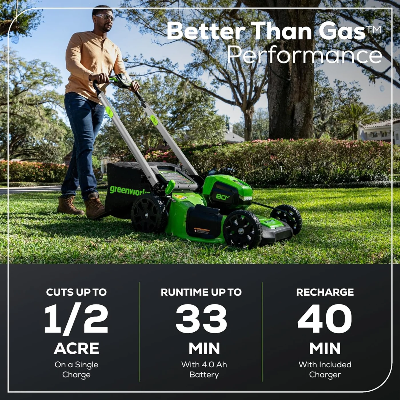 Greenworks MO80L416 mower, manufacturer gallery view 4