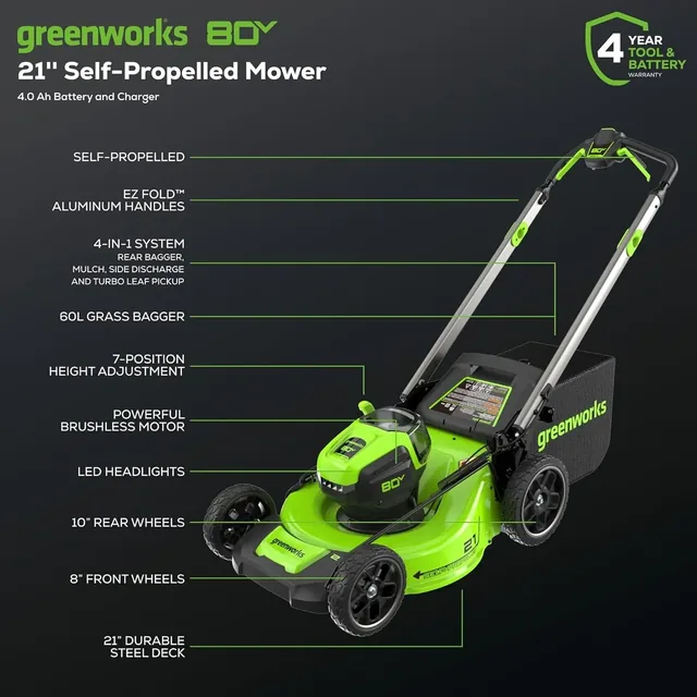 Greenworks MO80L416 mower, manufacturer gallery view 3