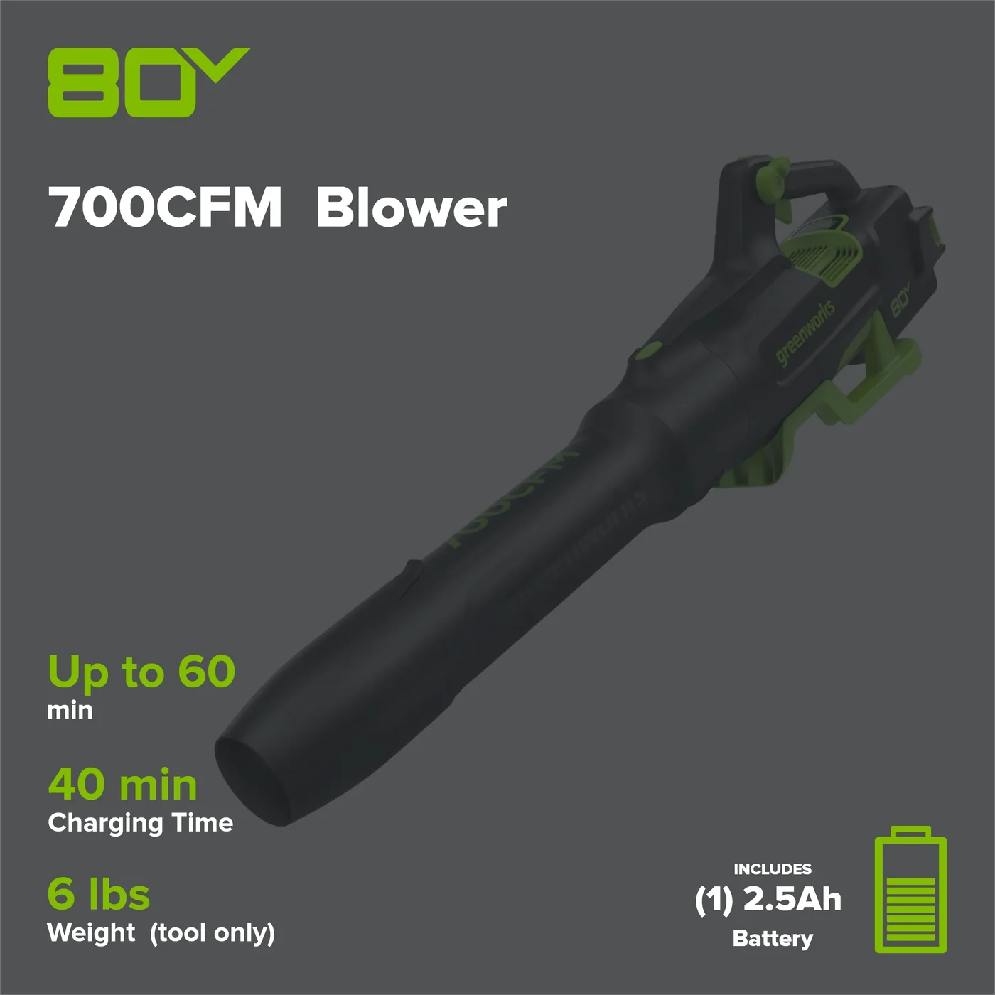 Greenworks BL80L2515 leaf blower, manufacturer gallery view 2