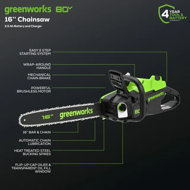Greenworks CS80L2513 chainsaw, manufacturer gallery view 2