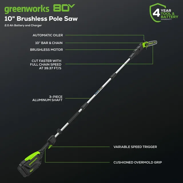 Greenworks PS80L212 pole saw, manufacturer gallery view 3
