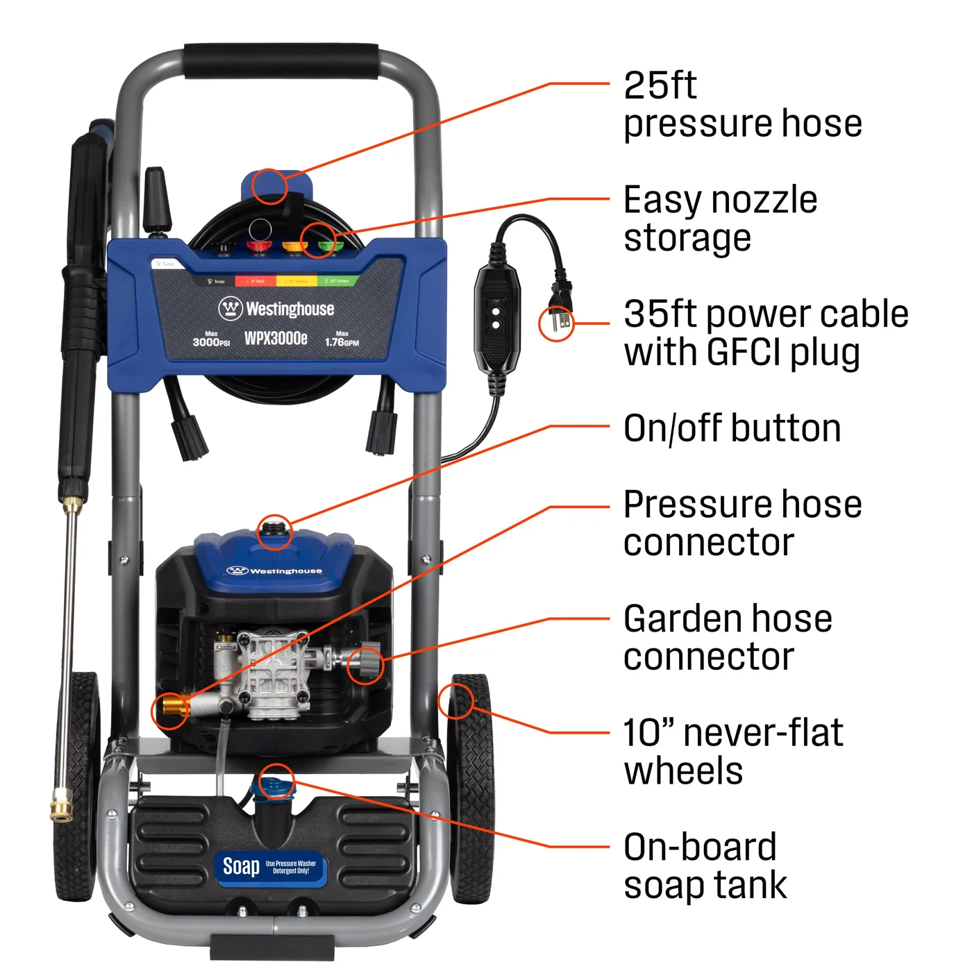 Westinghouse WPX3000e electric pressure washer, product gallery view 3