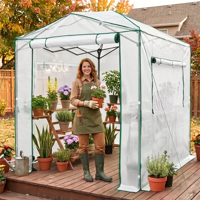 EAGLE PEAK 8 × 6-foot pop-up greenhouse, grey/white, product view 1