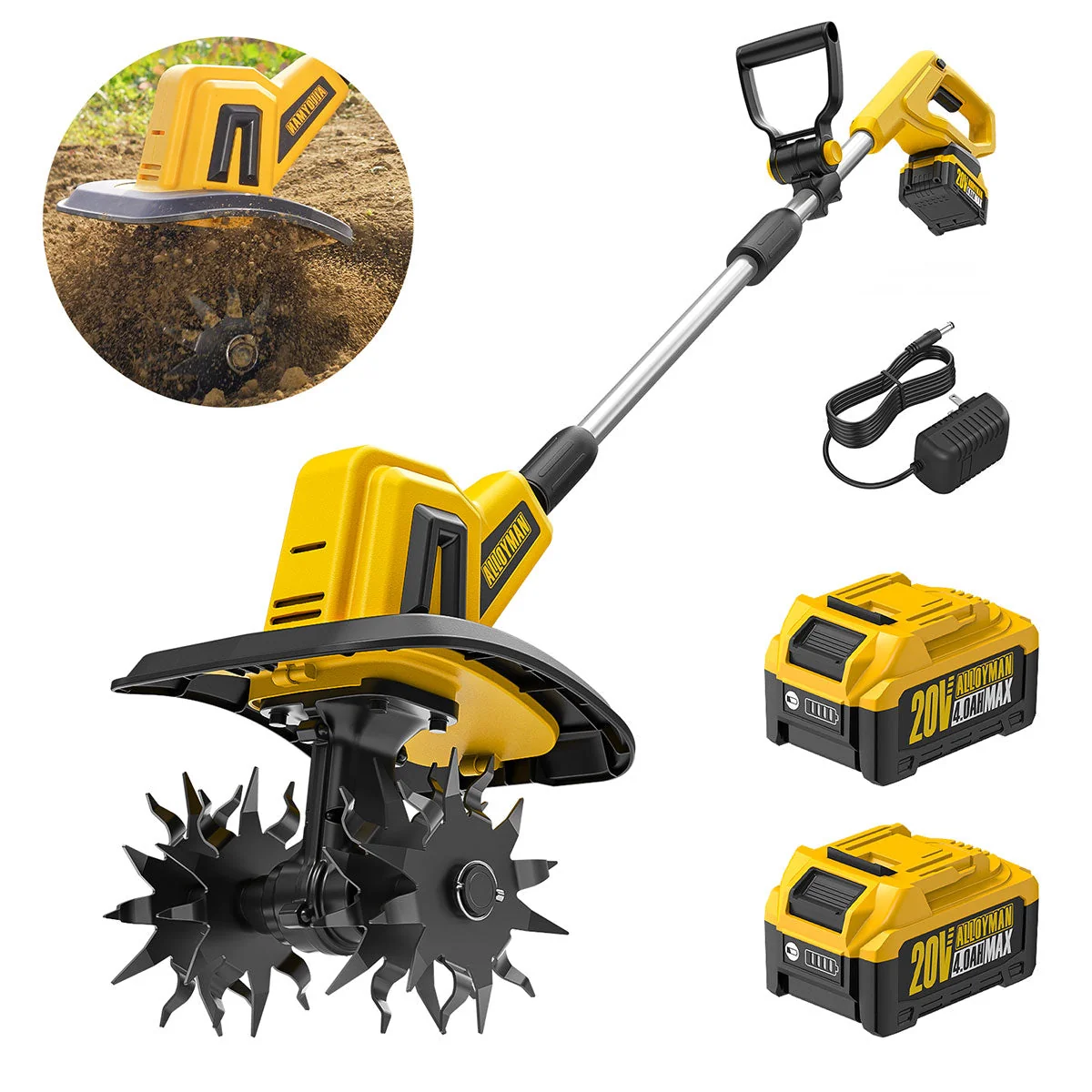 Alloyman 20V cordless tiller kit, product gallery view 1