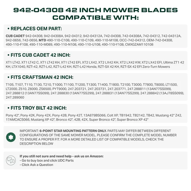 UDC Parts 942-04308 mower blades, two-pack, product gallery view 7