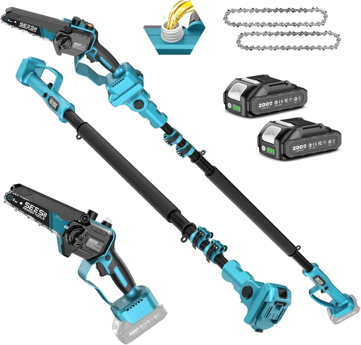 SEESII P6 Plus 2-in-1 pole saw kit, product gallery view 1