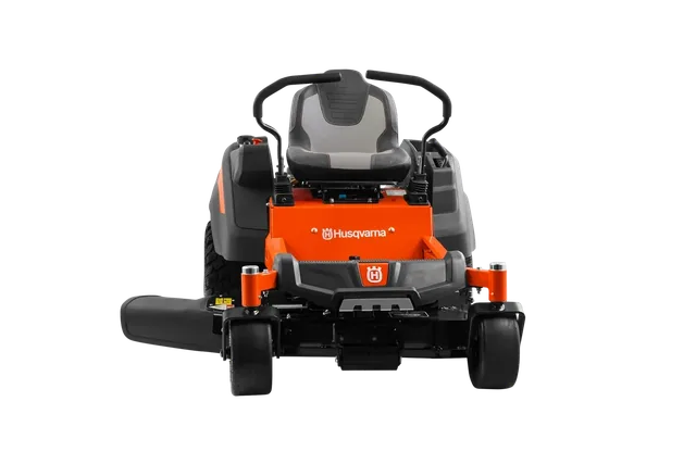 Husqvarna Z242F Special Edition. Front view of a Husqvarna ride-on mower.