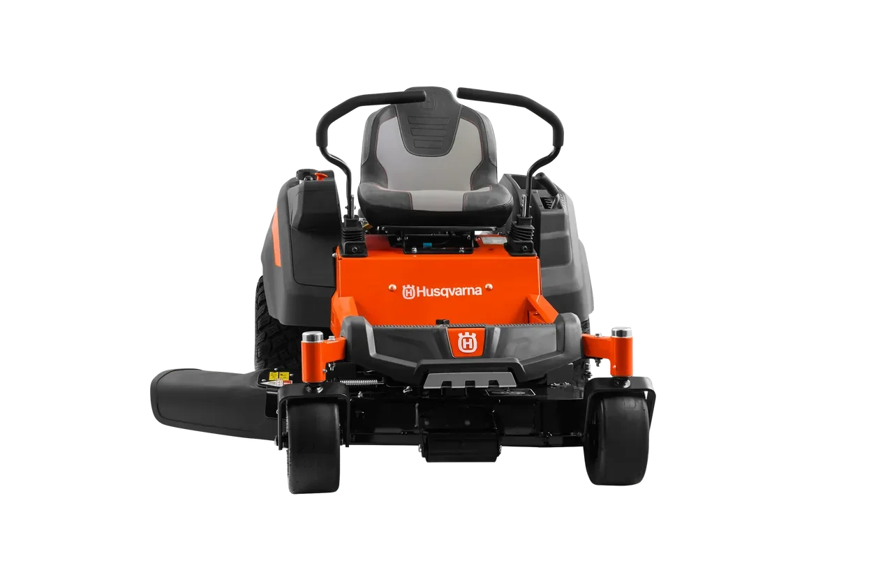 Husqvarna Z242F Special Edition. Front view of a Husqvarna ride-on mower.