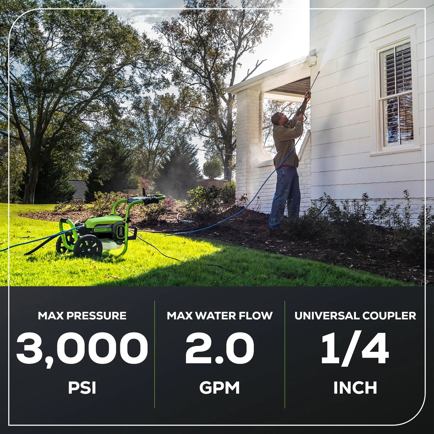 Greenworks 3000 PSI brushless electric pressure washer, product gallery view 4