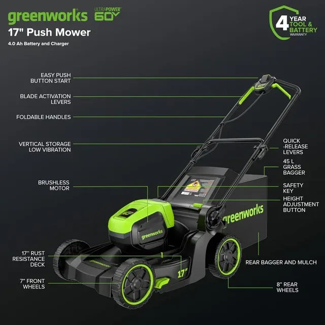 Greenworks MO60L419 mower, manufacturer gallery view 3