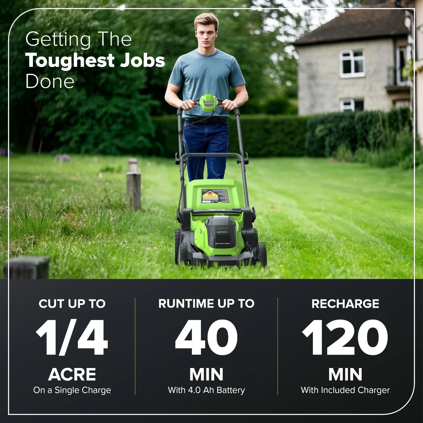 Greenworks MO40L413-00 mower, manufacturer gallery view 4