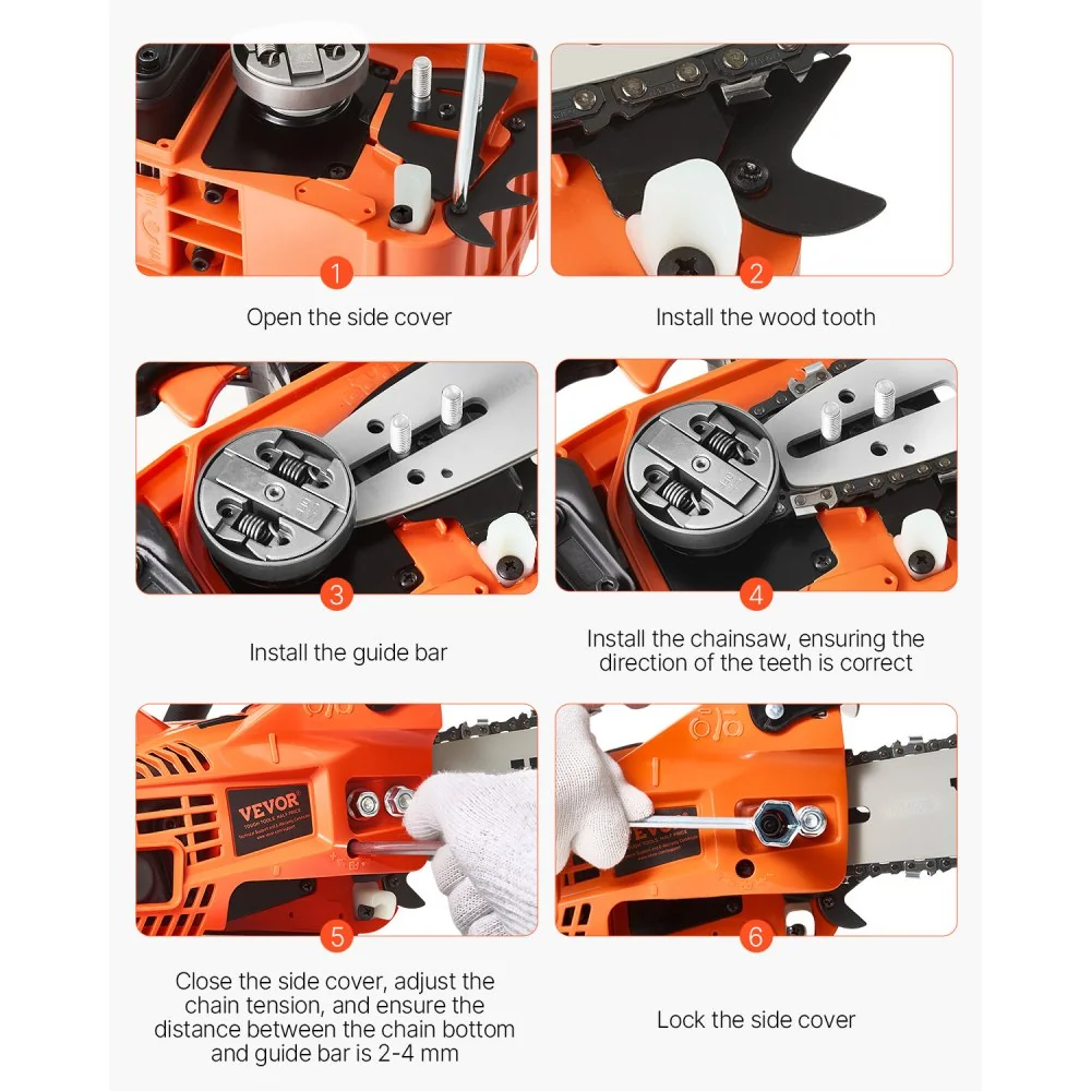 VEVOR 25.4cc 12-inch gas chainsaw, product gallery view 6