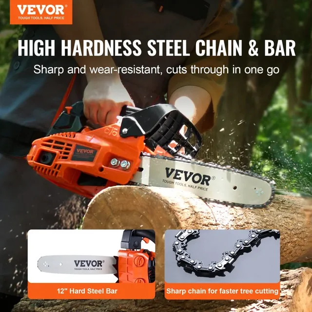 VEVOR 25.4cc 12-inch gas chainsaw, product gallery view 2