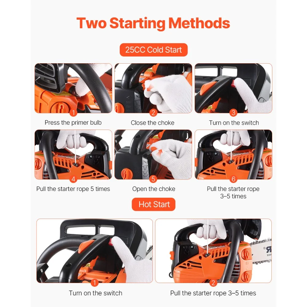 VEVOR 25.4cc 12-inch gas chainsaw, product gallery view 4
