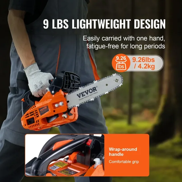 VEVOR 25.4cc 12-inch gas chainsaw, product gallery view 5