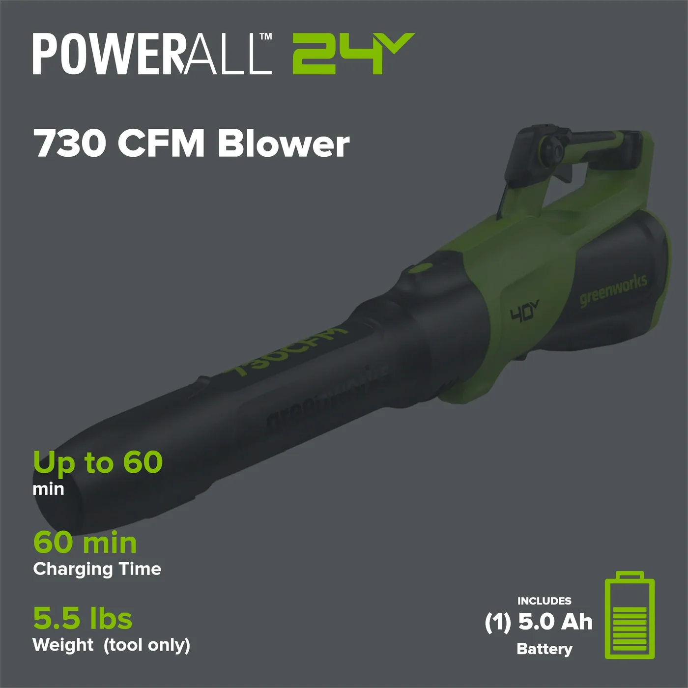 Greenworks BL40L510 leaf blower, manufacturer gallery view 2