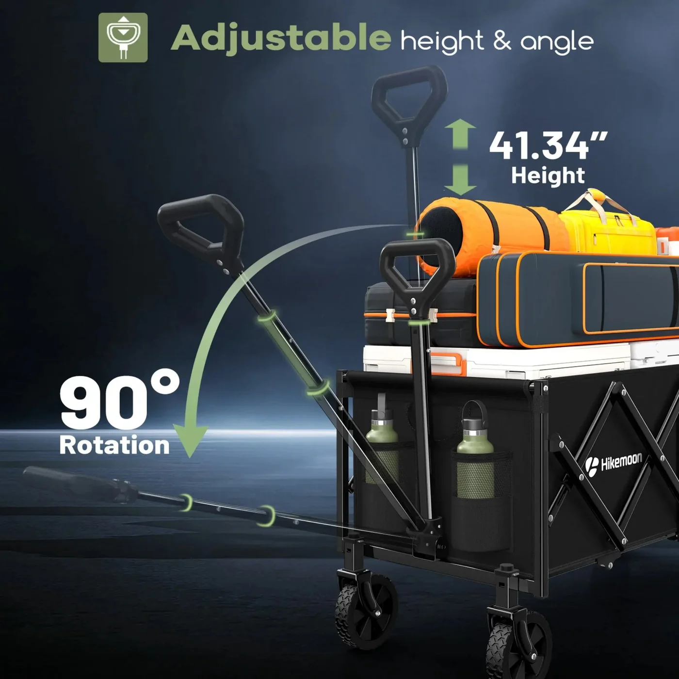 HIKEMOON 120L collapsible wagon, black, product gallery view 5