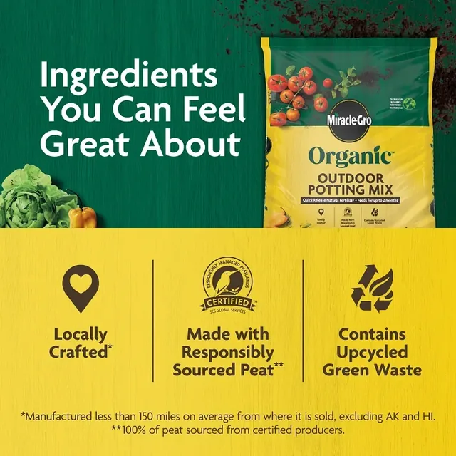 Miracle-Gro Organic Outdoor Potting Mix, 16 quart, product view 4