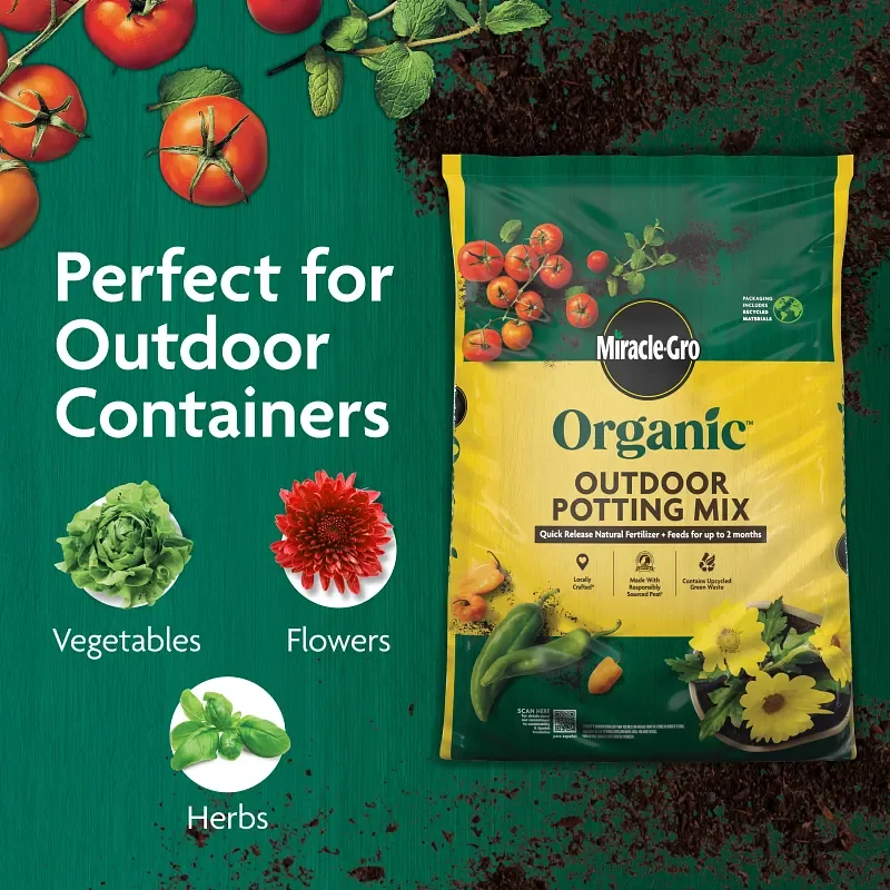 Miracle-Gro Organic Outdoor Potting Mix, 16 quart, product view 2