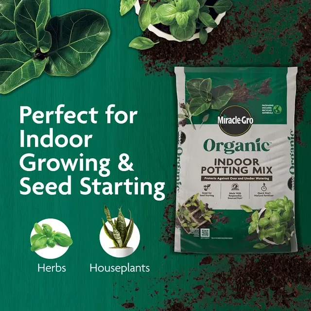 Miracle-Gro Organic Indoor Potting Mix, 16 quart, product view 2