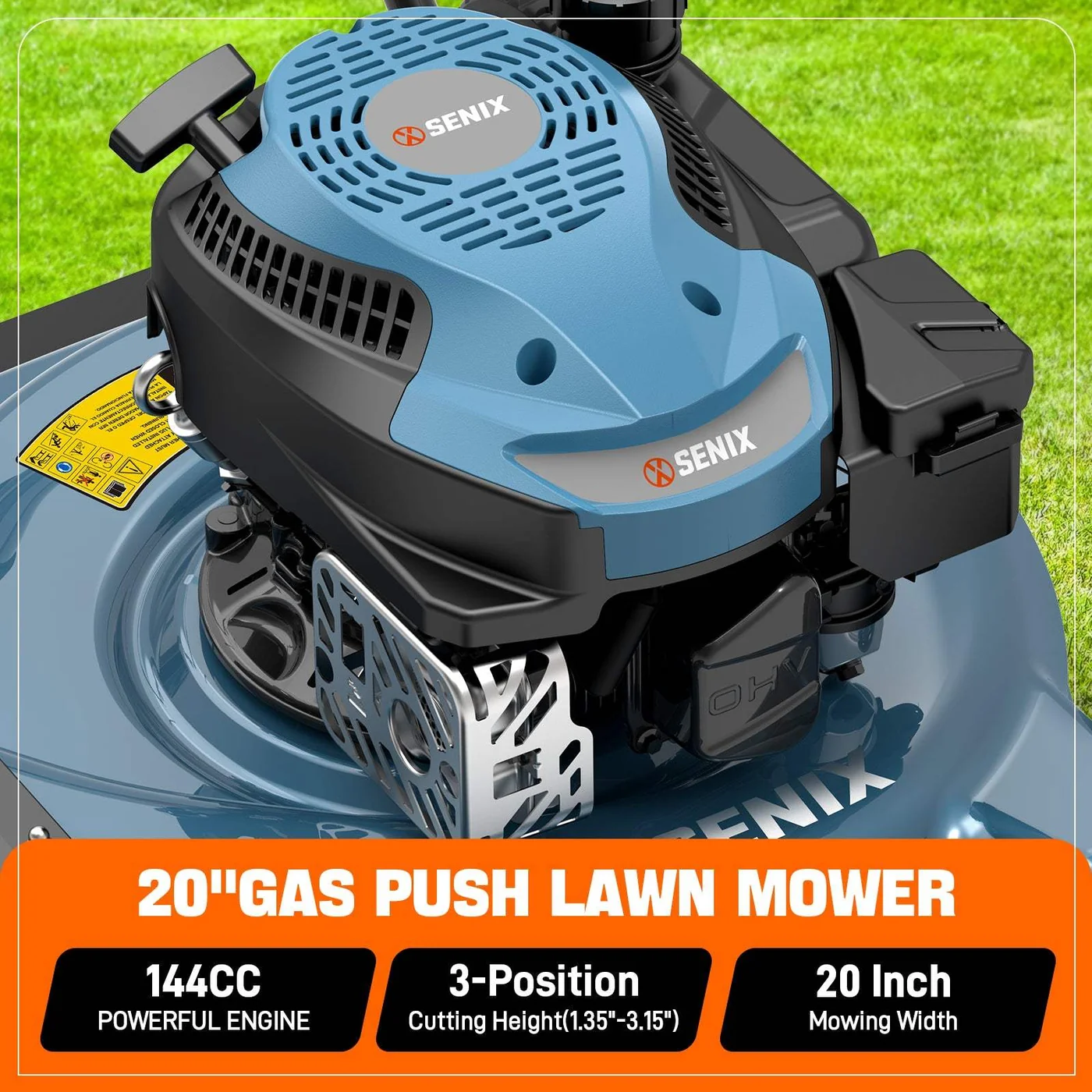 SENIX LSPG-L4 20-inch 144cc gas push mower, gallery view 5