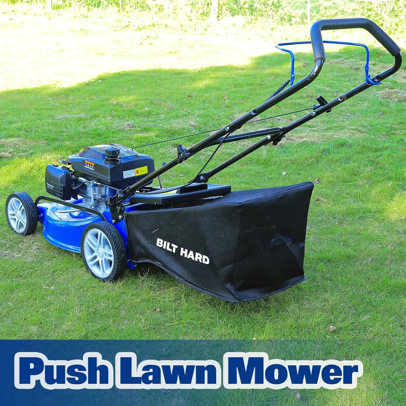 BILT HARD 201cc Push Lawn Mower, 3-in-1 Gas Lawnmower 21 Inch with 4-Cycle Engine, Bagging, Mulching and Side Discharge, Adjustable 10-Positions Cutting Height, Easy Start 