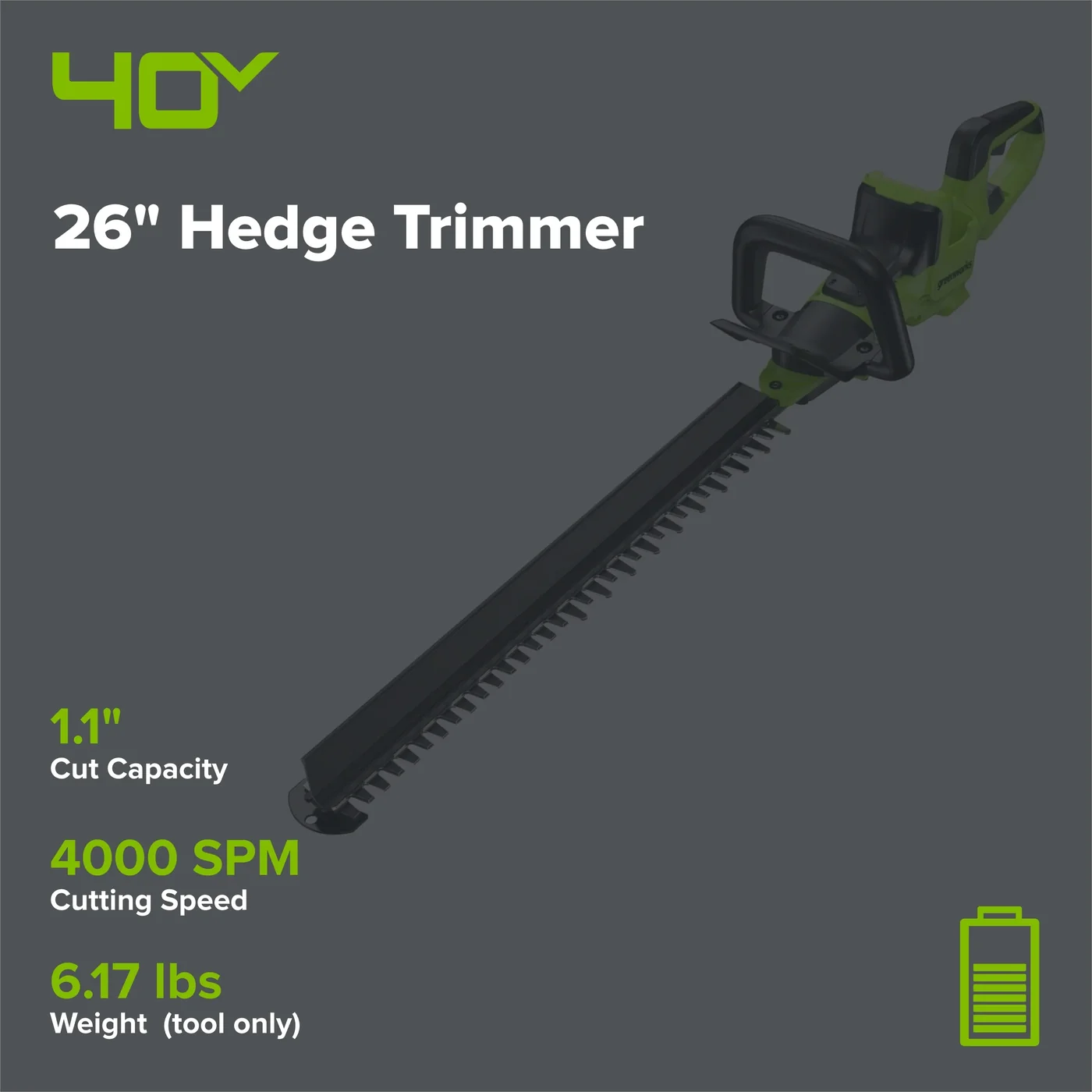 Greenworks HT40L01-00 hedge trimmer, manufacturer gallery view 2