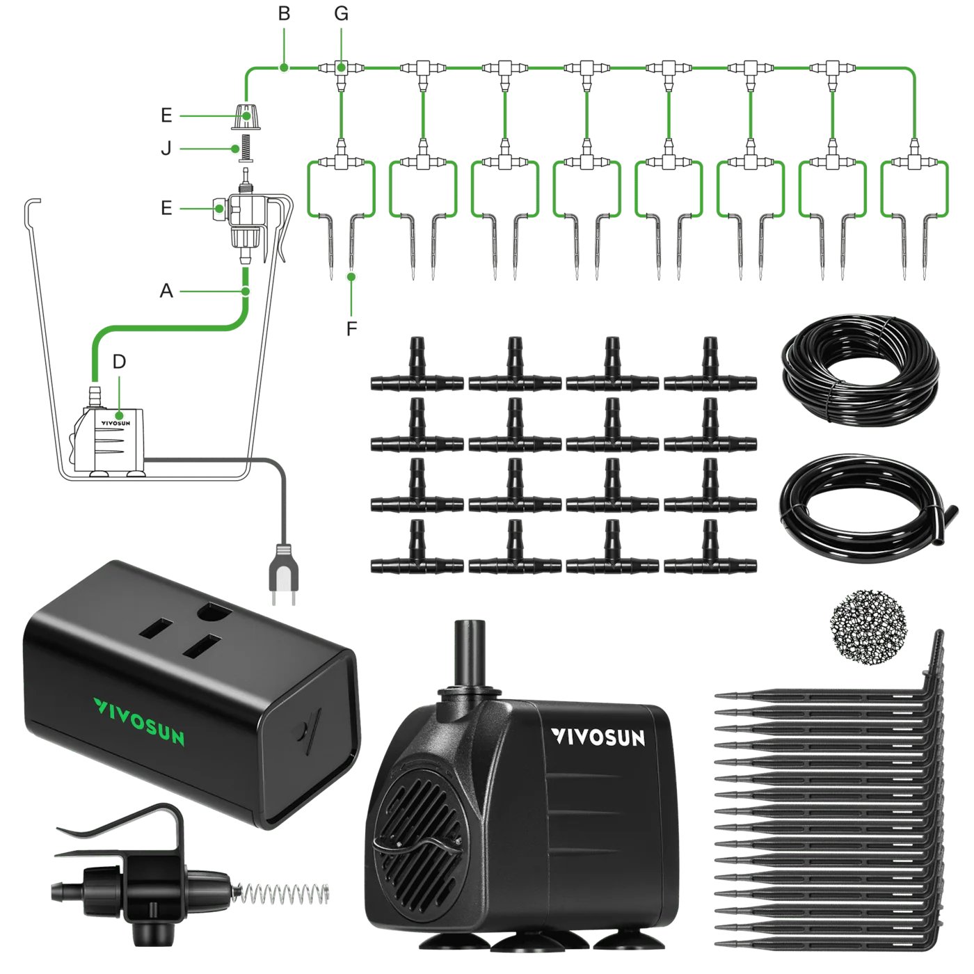 VIVOSUN FlexFeed A10 sixteen-emitter watering kit, product view 1