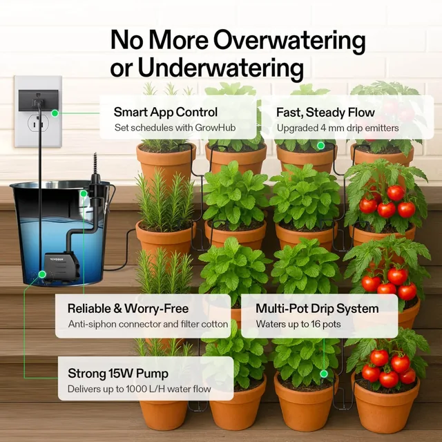 VIVOSUN FlexFeed A10 sixteen-emitter watering kit, detail or garden-use view 2