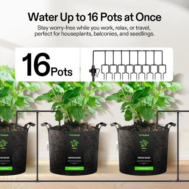 VIVOSUN FlexFeed A10 sixteen-emitter watering kit, detail or garden-use view 3