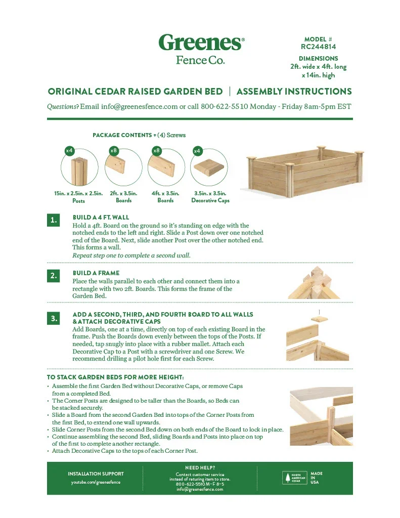 Greenes Fence RC244814 cedar raised bed manufacturer product view 3