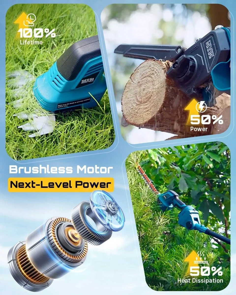 SEESII 6-in-1 pole saw and hedge trimmer kit, product gallery view 4