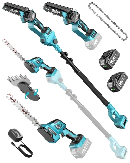 SEESII 6-in-1 pole saw and hedge trimmer kit, product gallery view 1