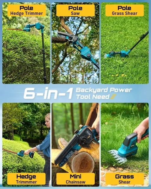 SEESII 6-in-1 pole saw and hedge trimmer kit, product gallery view 2