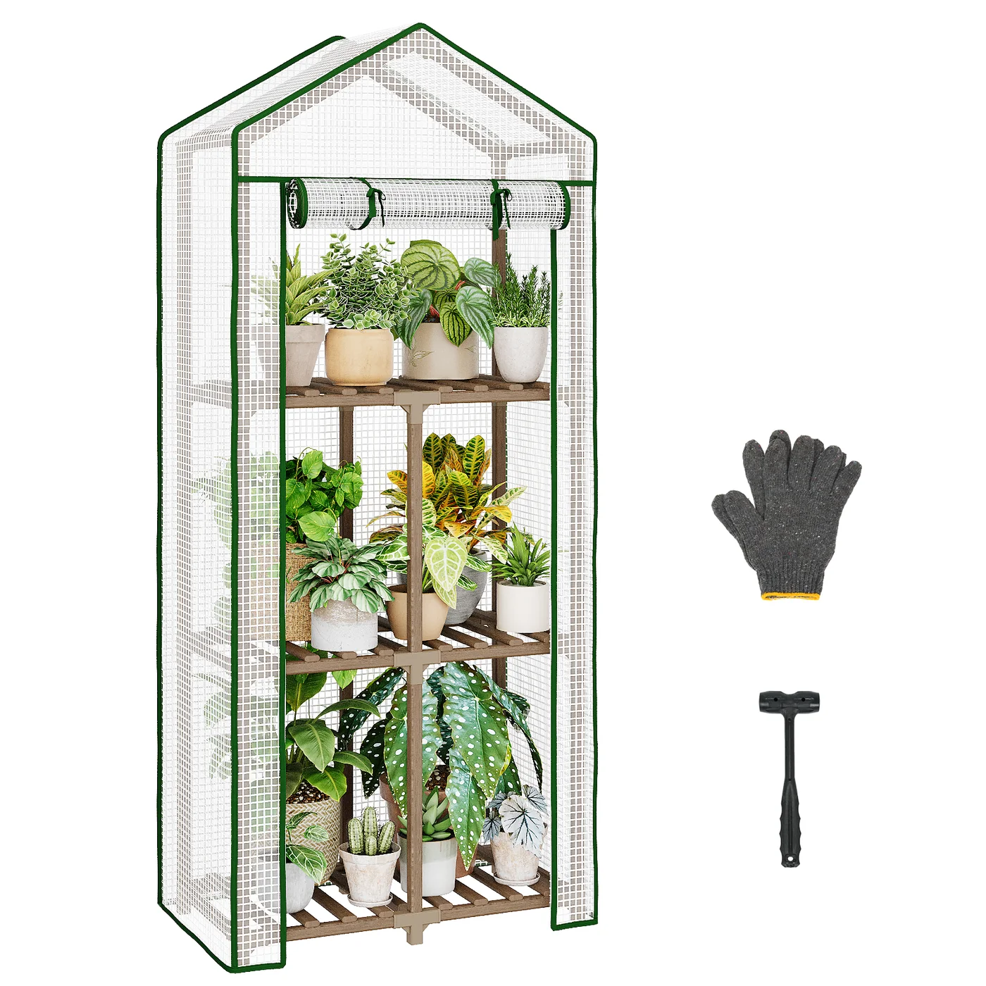 Bamworld 23 × 17 × 54-inch wooden mini greenhouse, product view 1