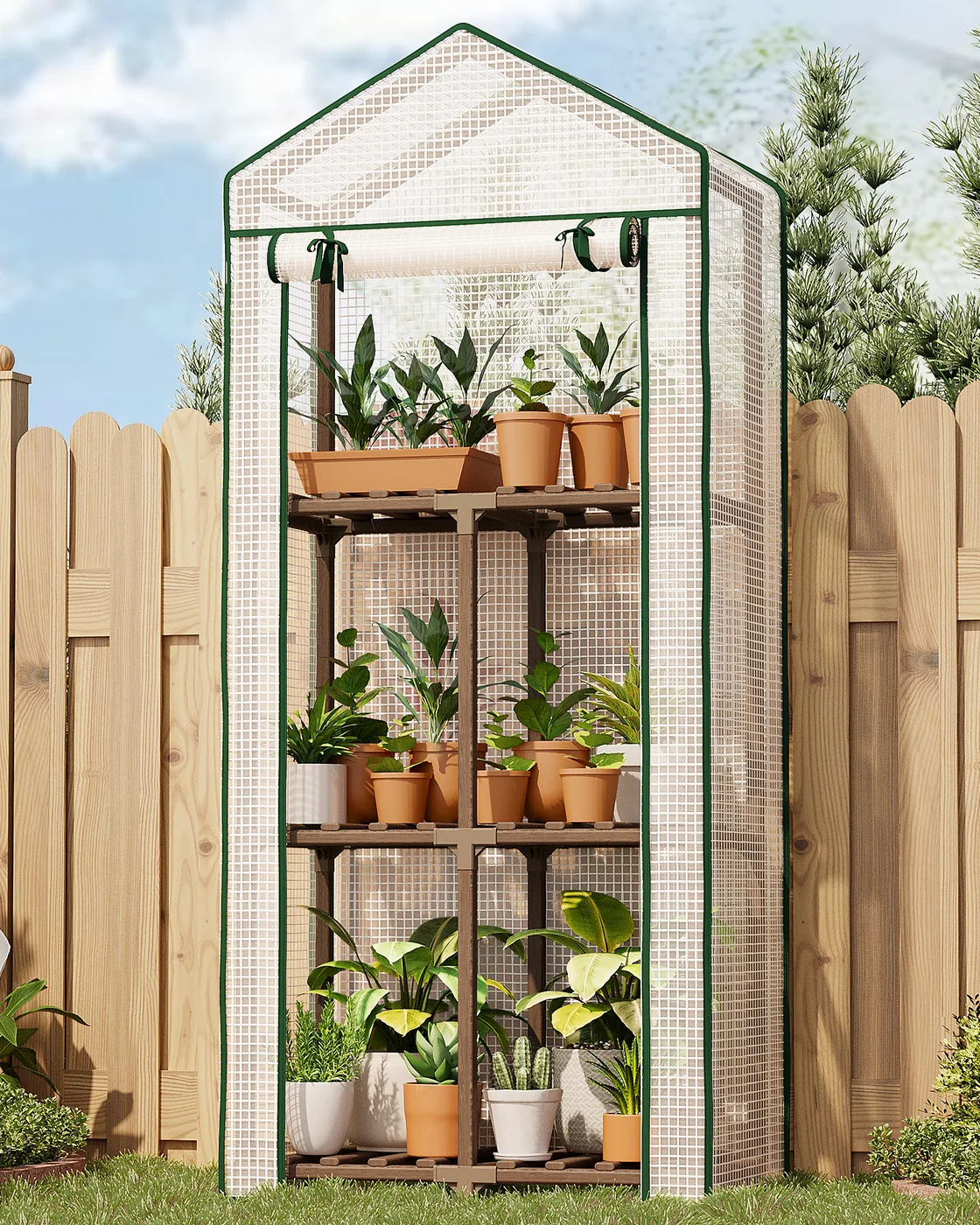 Bamworld 23 × 17 × 54-inch wooden mini greenhouse, product view 2