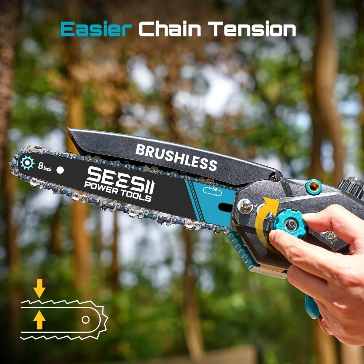 SEESII 6- and 8-inch brushless mini chainsaw kit, product gallery view 8
