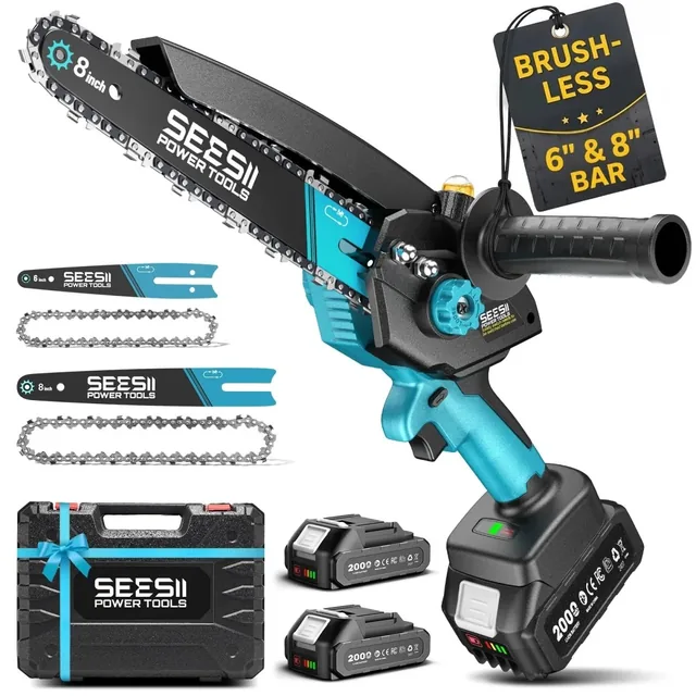 SEESII 6- and 8-inch brushless mini chainsaw kit, product gallery view 1