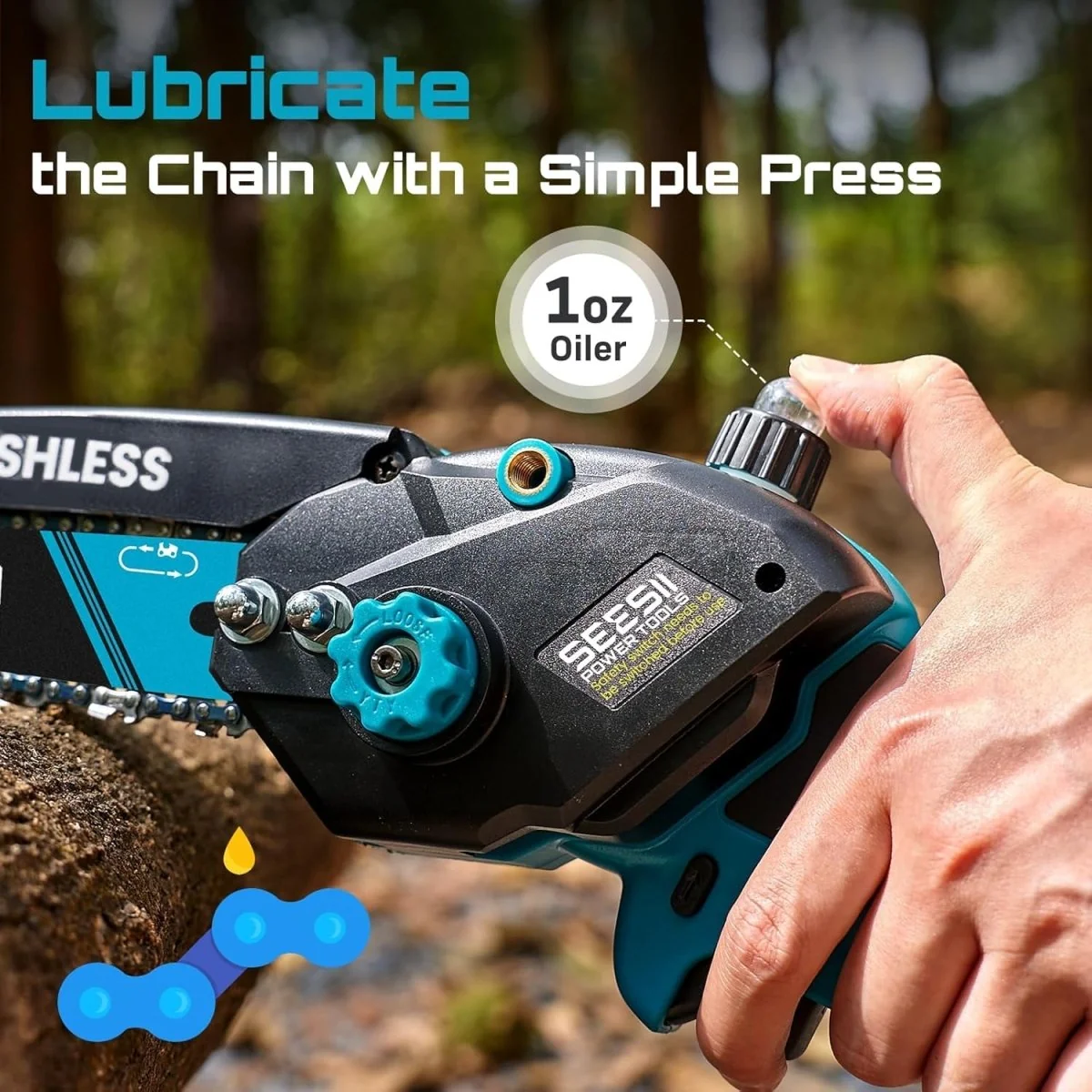 SEESII 6- and 8-inch brushless mini chainsaw kit, product gallery view 6