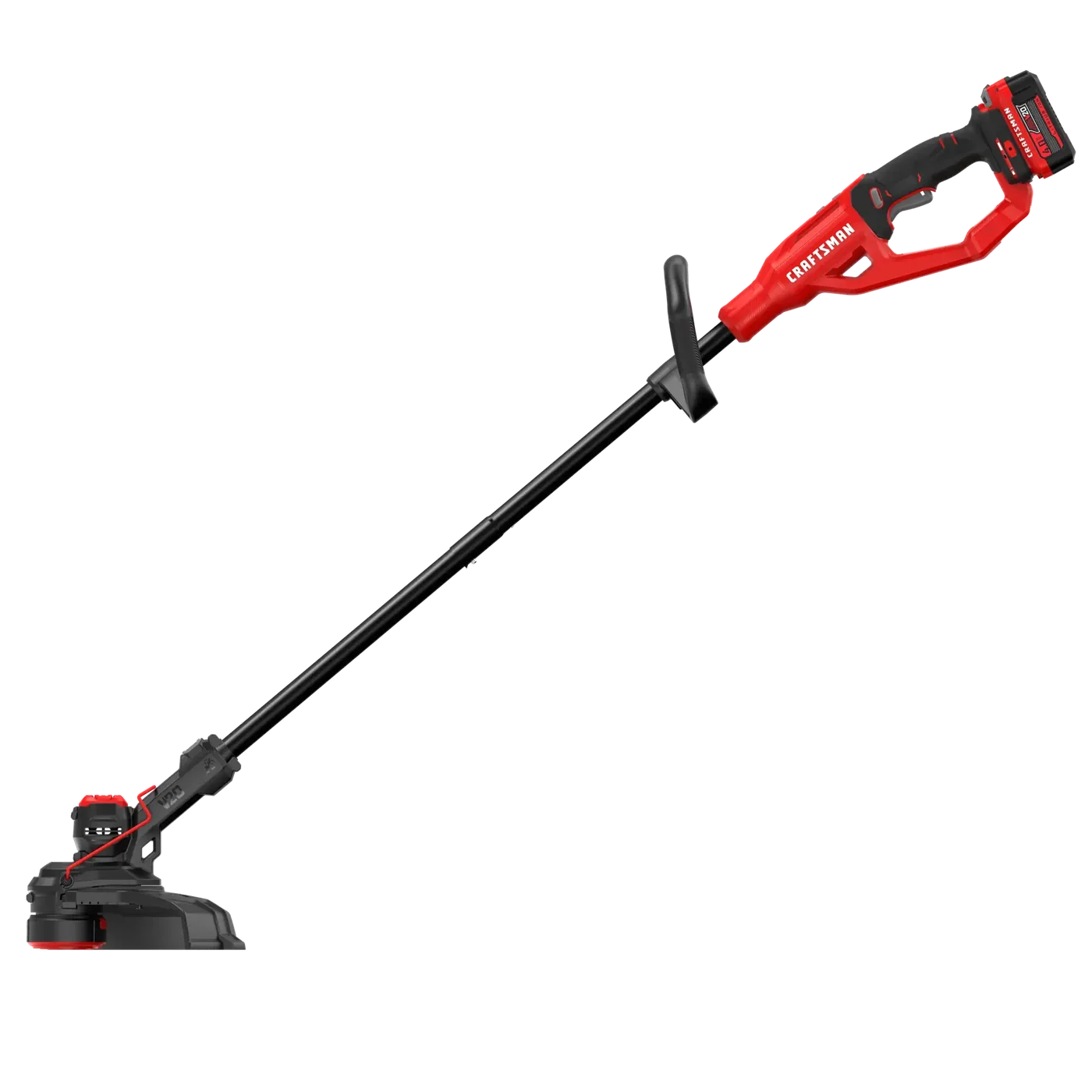 Craftsman cordless string trimmer with red and black design, white background, CMCST901M1.