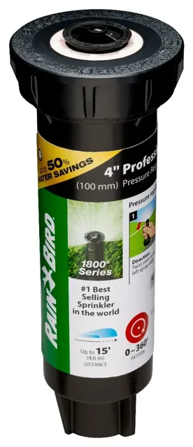 Rain Bird 1804APPRS four-inch spray heads, four-pack, detail or garden-use view 2