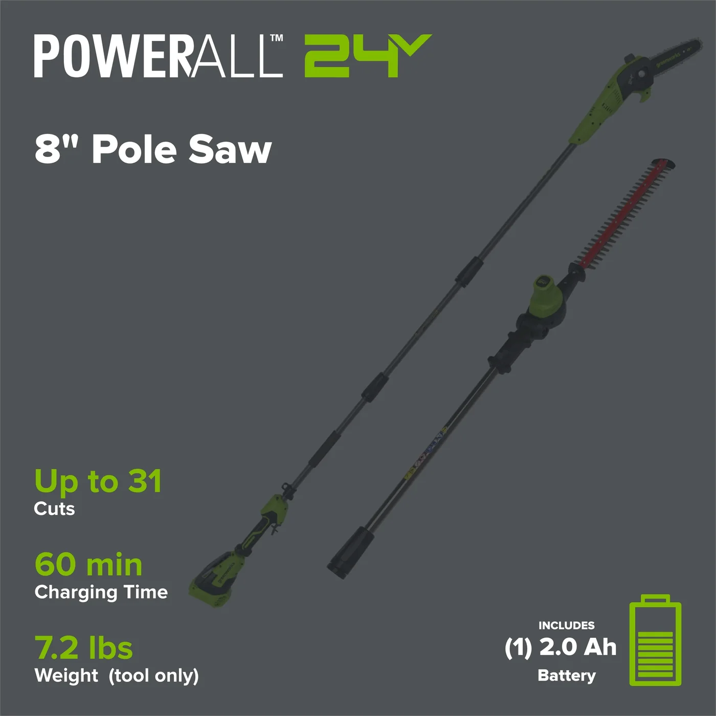 Greenworks CKPH321 pole saw, manufacturer gallery view 2