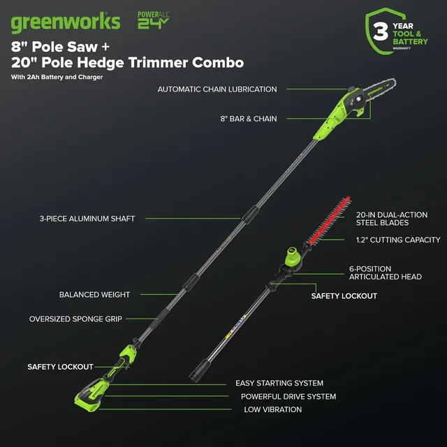Greenworks CKPH321 pole saw, manufacturer gallery view 3