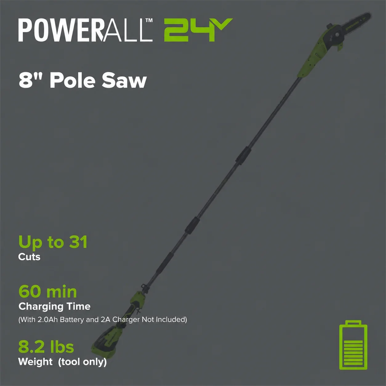 Greenworks PS2408AA2 pole saw, manufacturer gallery view 2