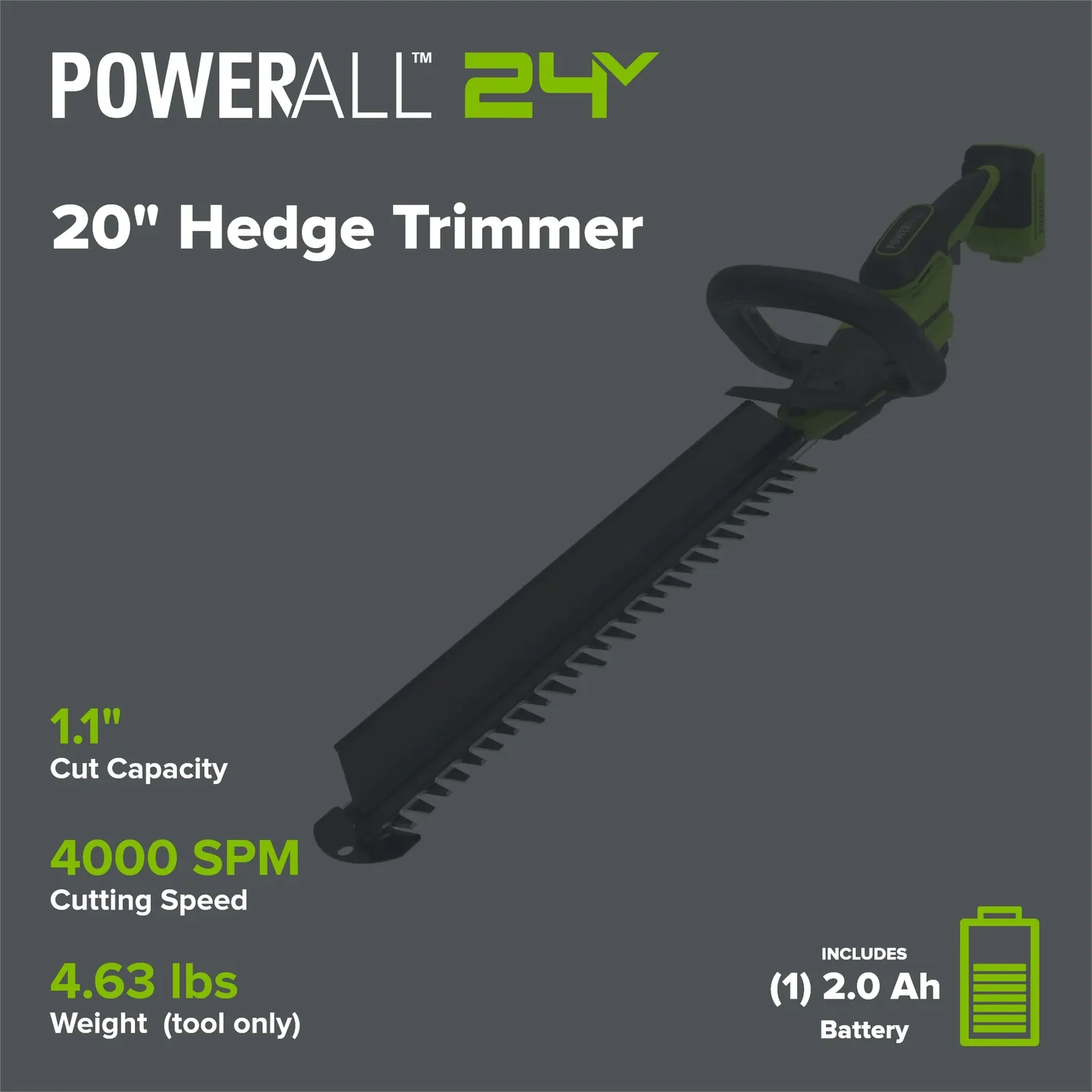 Greenworks HT2002 hedge trimmer, manufacturer gallery view 2